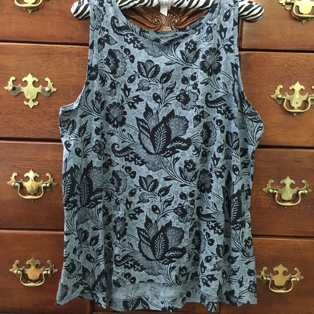 Loft Vintage Soft Tank Blue Floral Sz M